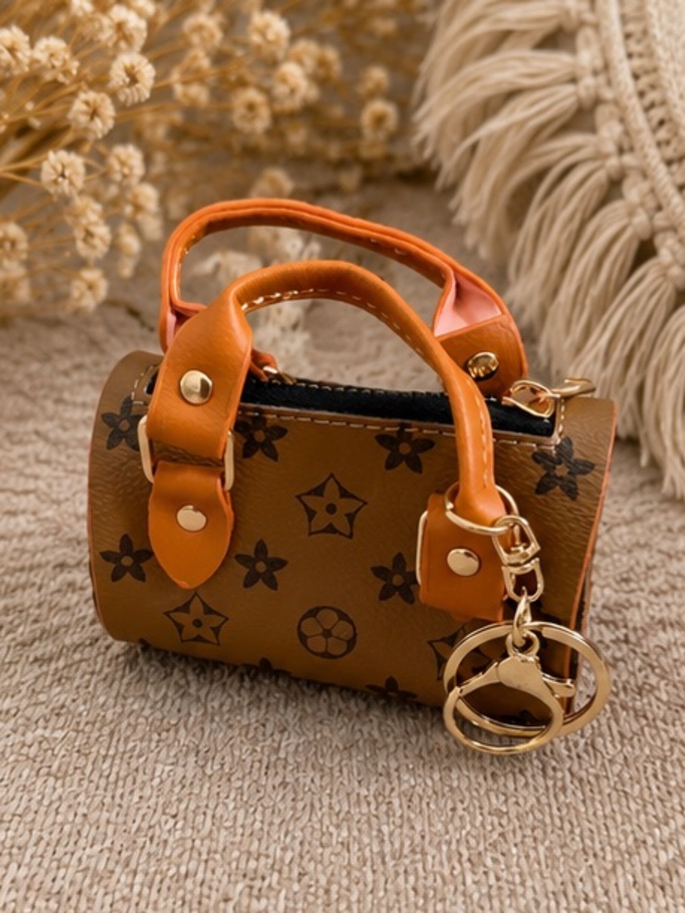 Mini Tan Monogram Barrel Bag | Designer Inspired |